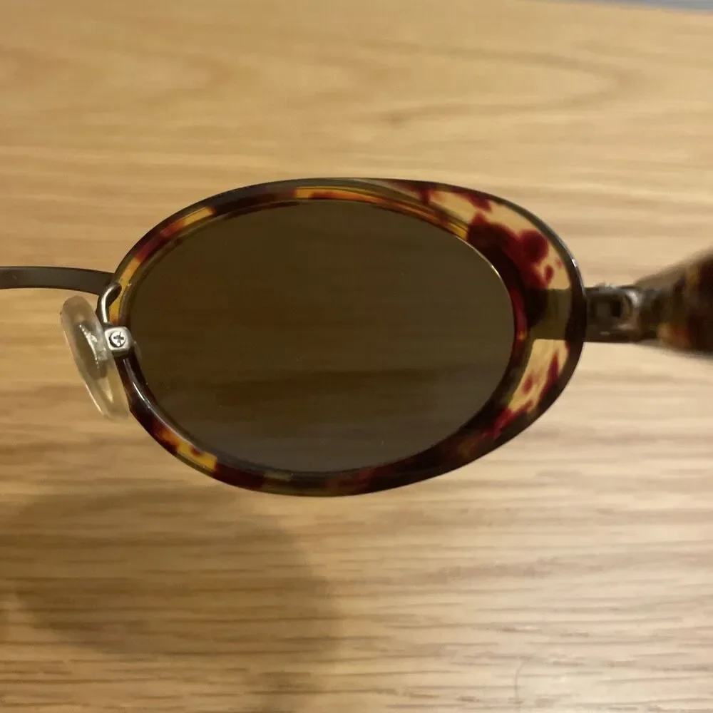 Vintage 90s Ralph Lauren 924/S Oval Sunglasses Tortoise & Gold Goth Steampunk